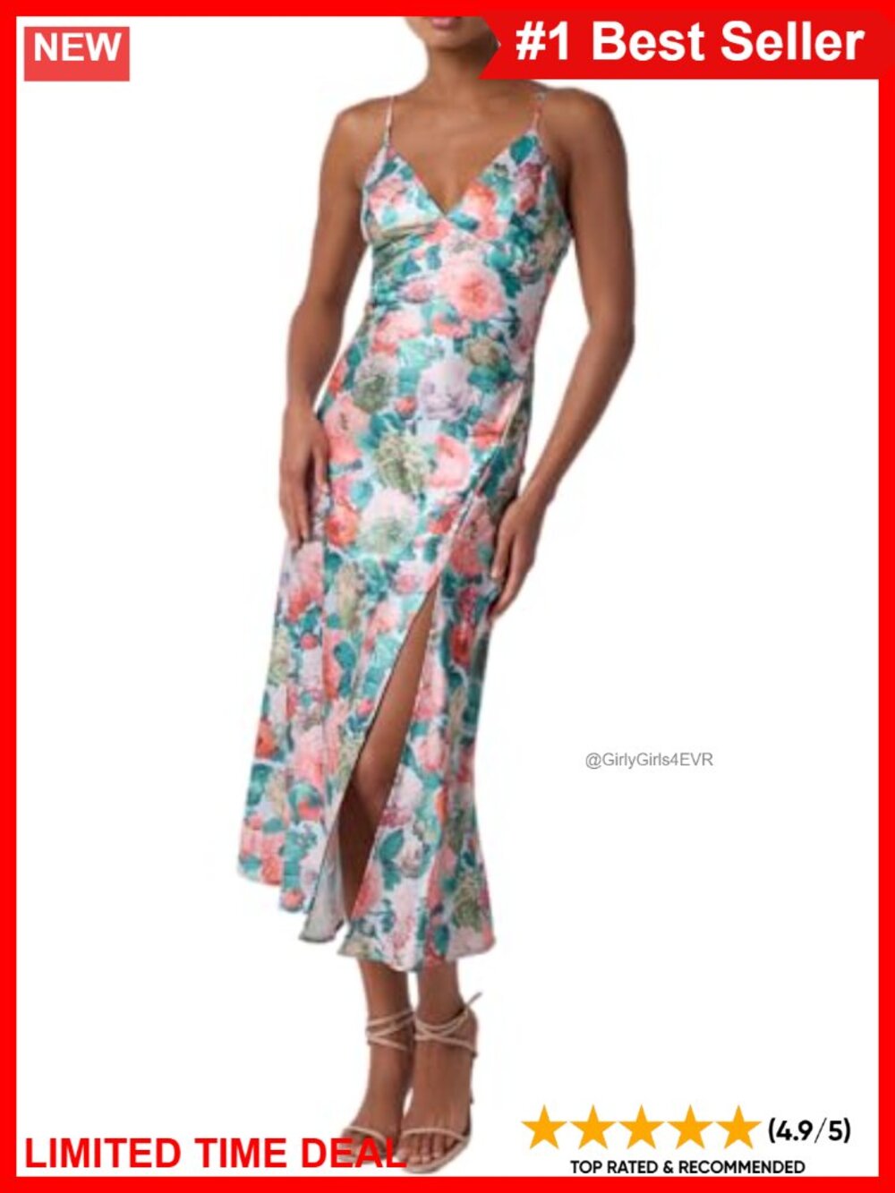 Lulus Carreta Slip Satin Bodycon Midi Dress Sleeveless Side Slit
